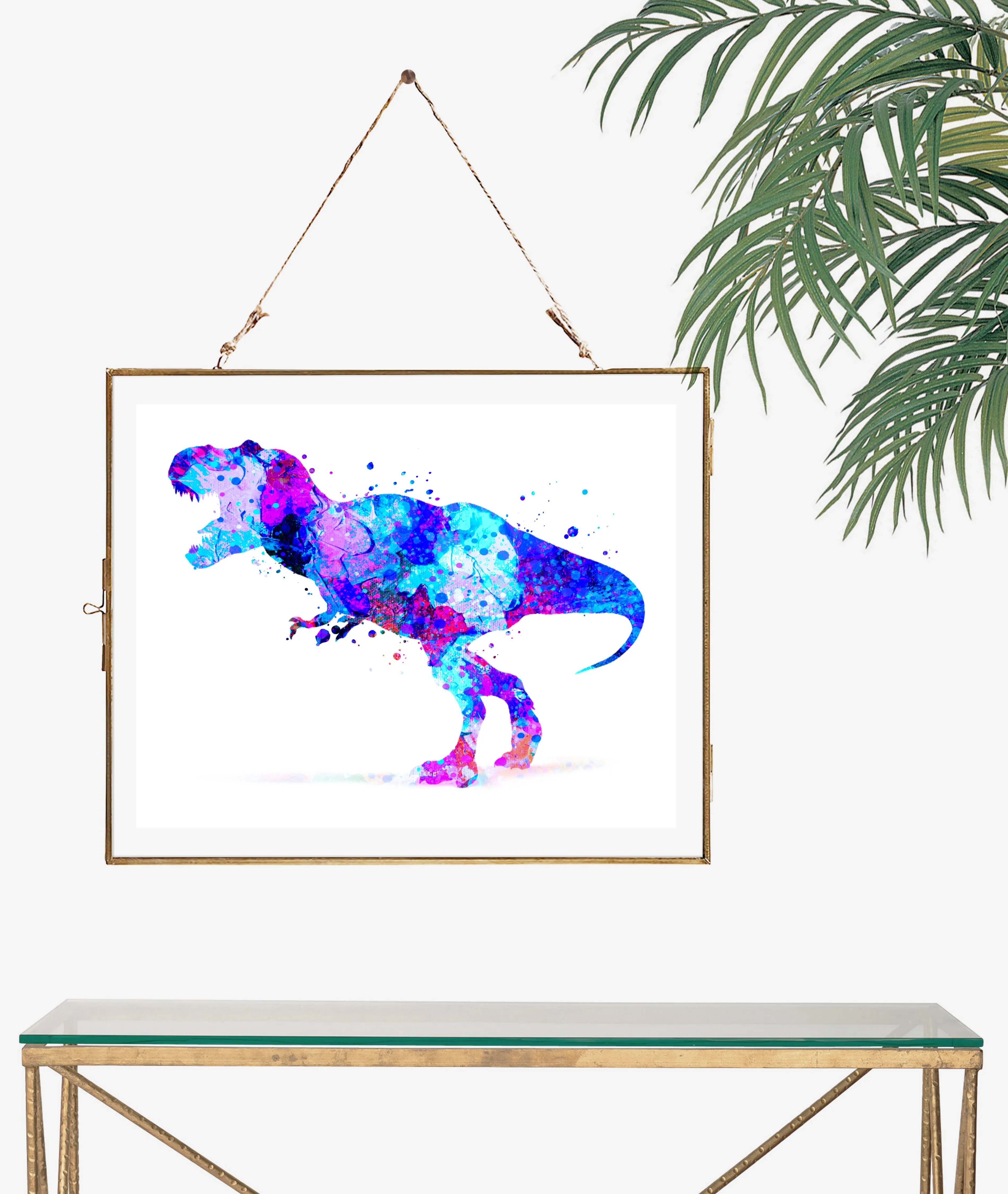T-Rex Dinosaur Watercolor Art Print - Unframed
