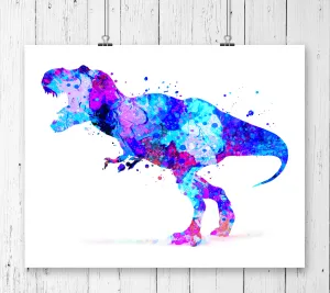 T-Rex Dinosaur Watercolor Art Print - Unframed