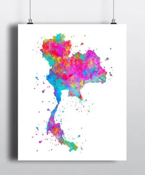 Thailand Map Art Print - Unframed