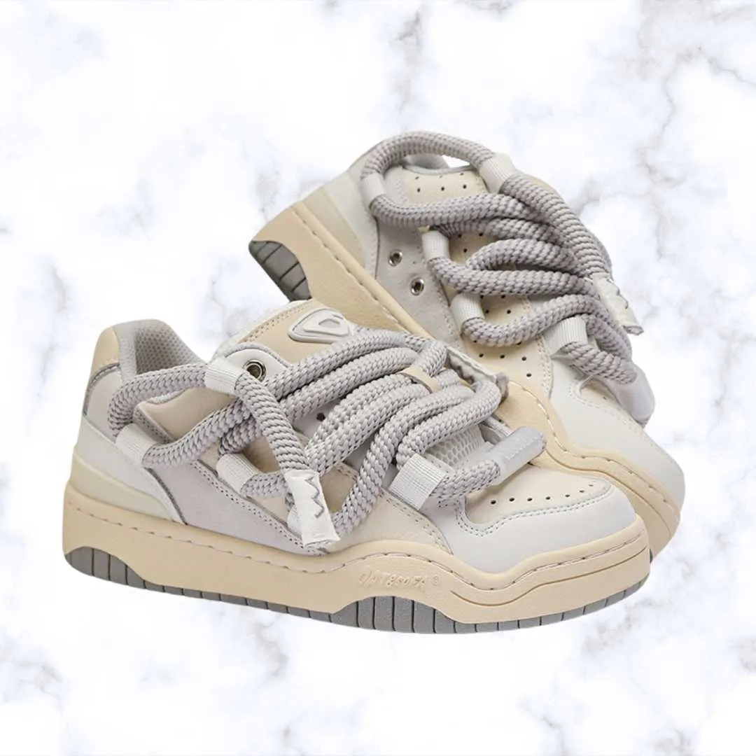 Unisex Designer Sneakers – Round Shoelaces, Anti-Slip Casual Shoes for Spring, Youth Fashion Comfort Walking Footwear