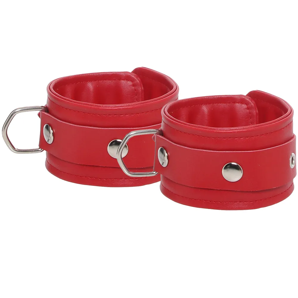 Vegan Leather Wrist Cuffs in Red