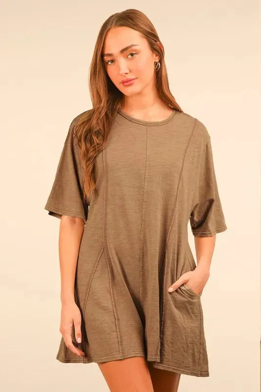VERY J Mineral Washed Oversized Knit Comfy Romper