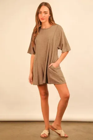 VERY J Mineral Washed Oversized Knit Comfy Romper
