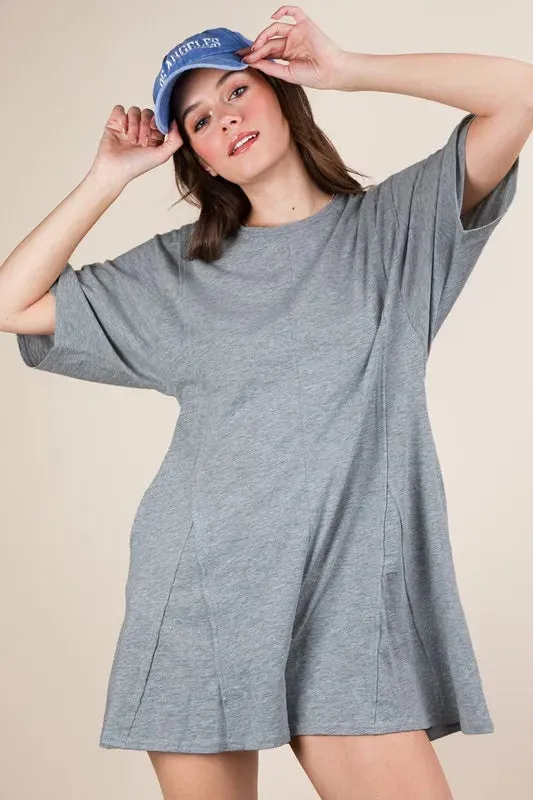 VERY J Mineral Washed Oversized Knit Comfy Romper