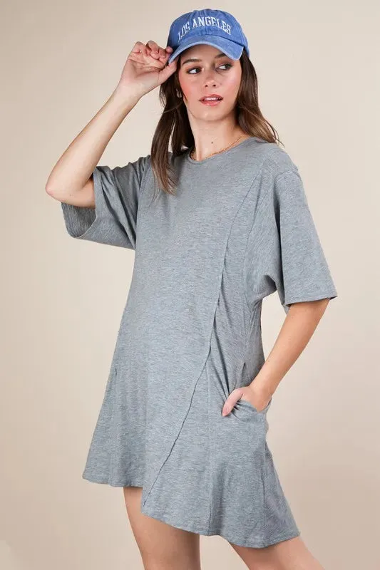 VERY J Mineral Washed Oversized Knit Comfy Romper