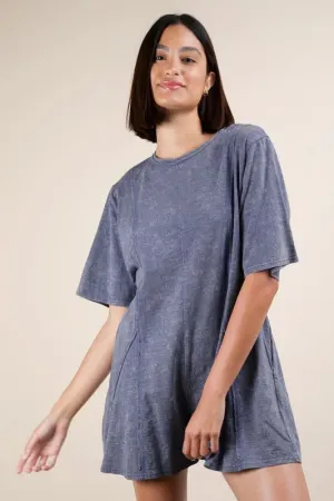 VERY J Mineral Washed Oversized Knit Comfy Romper