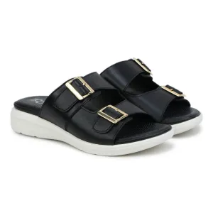 Women’s Leather Slippers 7512 – Monk Strap Design in Flats